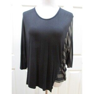 NoBlu COLOR BLOCK BLACK/GREEN STRIPE POCKET ASYMMETRICAL TUNIC SIZE L NEW W/TAGS